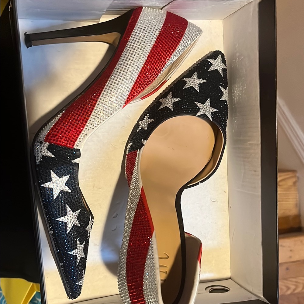 Elegant Red, White, and Black Women's Heels